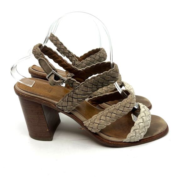 FRYE Amy Braided Leather Block Heeled Sandals Women's 9 US - Picture 3 of 9